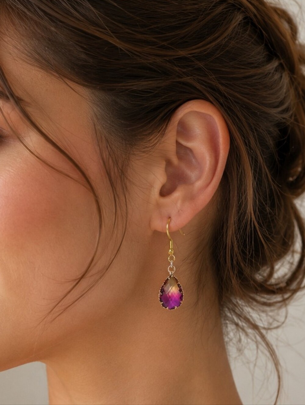 Handcrafted Elegant Ombre Glass Teardrop Earrings